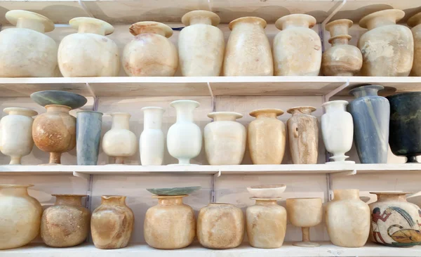 Egyptian hand made stone jugs — Stock Photo, Image