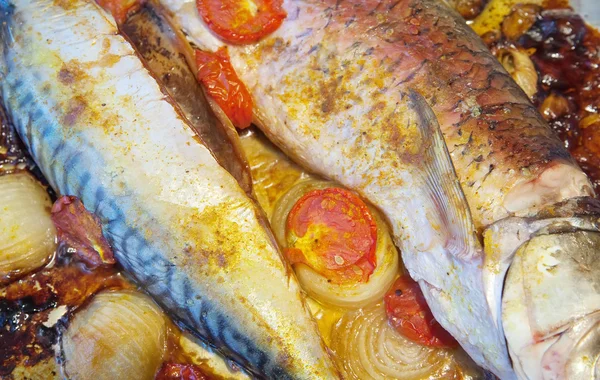 Contexte des poissons grillés — Photo
