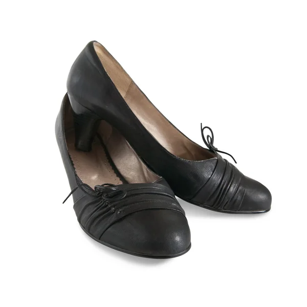 Απομονωμένες Μαύρη γυναικεία παπούτσια — Φωτογραφία Αρχείου