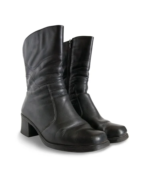Black wintry womanish boots — Stock Photo, Image