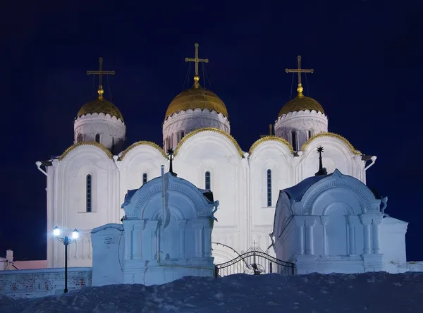 Успенский собор в зимнюю ночь — стоковое фото