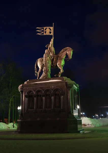 stock image Monument of Prince Vladimir in night