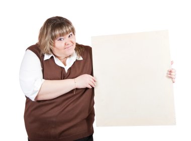 Woman holding a banner clipart