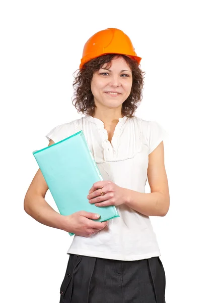 Businesswoman in hard hat — Stock Photo, Image