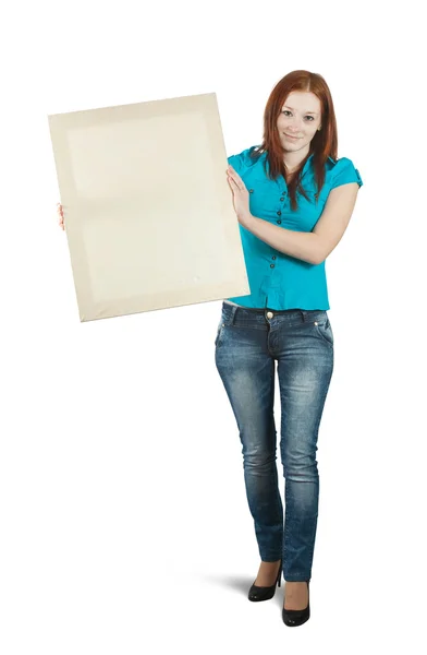 Girl holding a banner — Stock Photo, Image