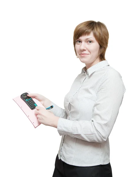 Bizneswoman pisząca na notatniku — Zdjęcie stockowe