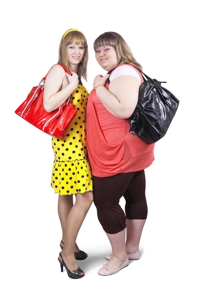 Casual girls with handbags — Stock Photo, Image