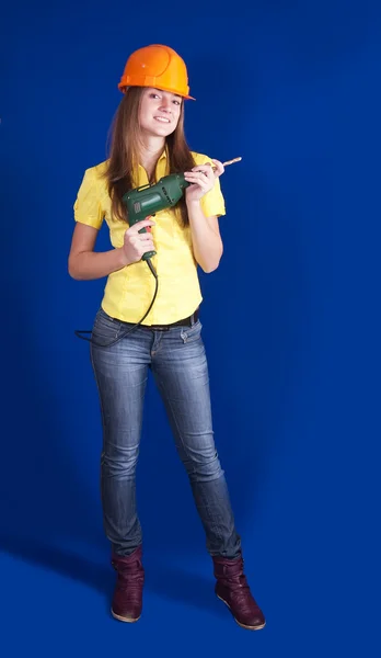 Female worker with drill — Stock Photo, Image