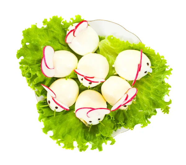 Stuffed egg ook like mouses — Stock Photo, Image