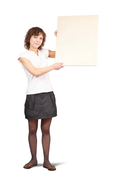 Girl holding a banner — Stock Photo, Image