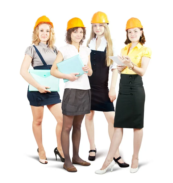 Donne d'affari in cappello duro con documenti — Foto Stock