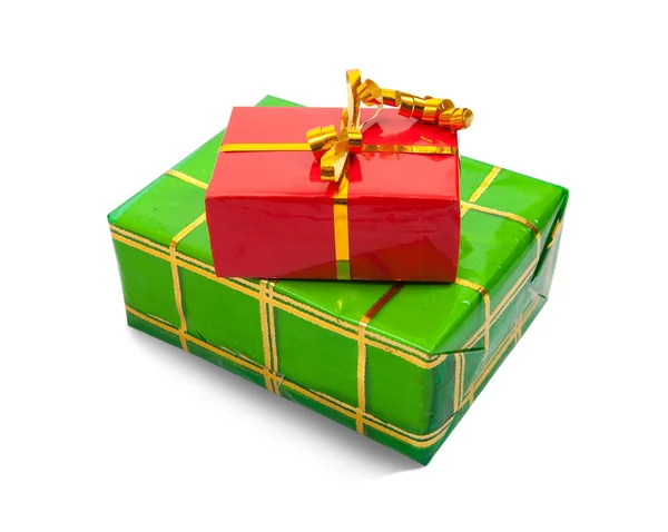 Two colored gift boxes on white background — Stock Photo, Image