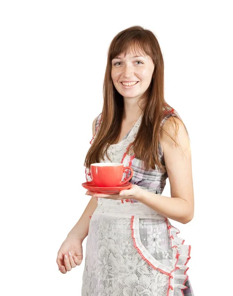 Девушка с чаепитием — стоковое фото