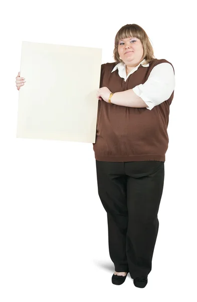 Γυναίκα, κρατώντας ένα πανό — Φωτογραφία Αρχείου