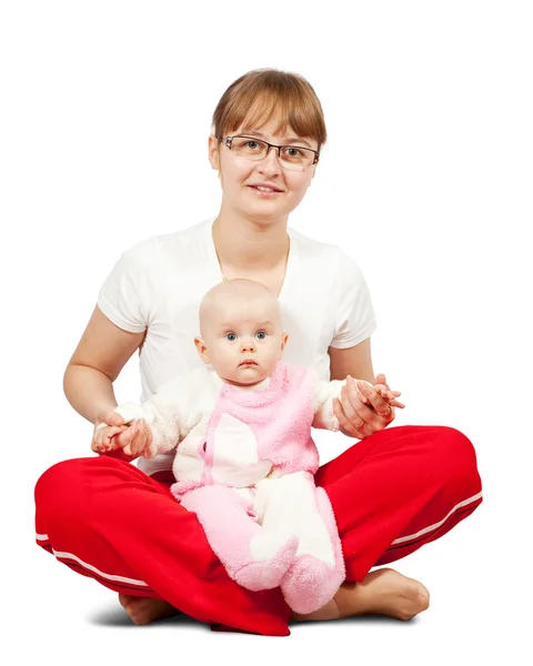 Sitting mother with daughter — Stock Photo, Image