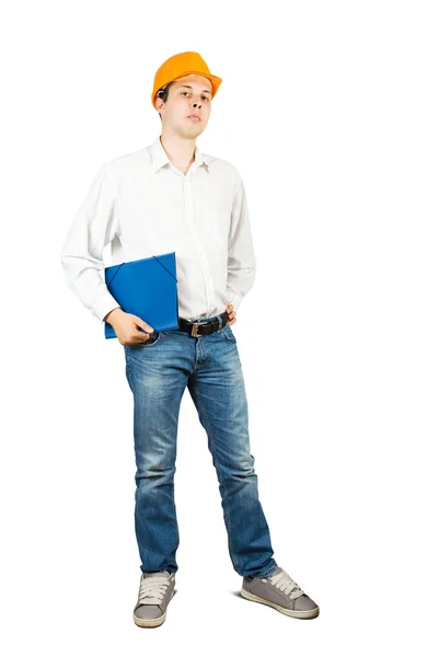 Builder with documents — Stock Photo, Image