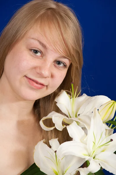 Dívka s lily — Stock fotografie