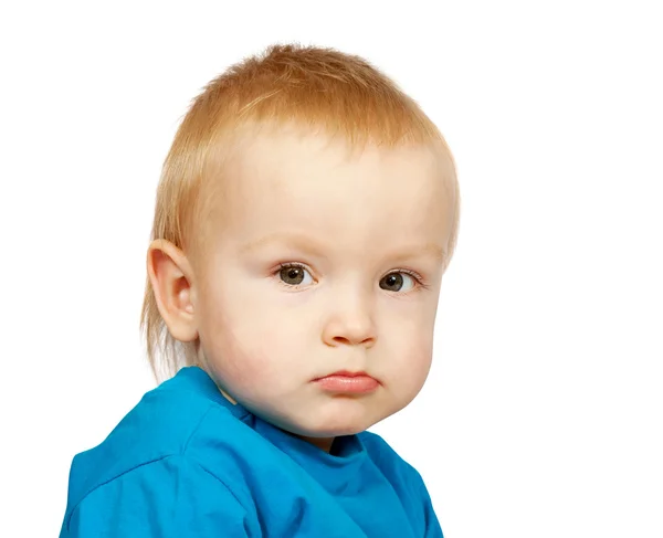 Chlapec v modrém tričku — Stock fotografie