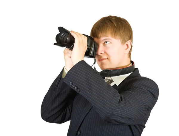 Businessman with camera — Stock Photo, Image