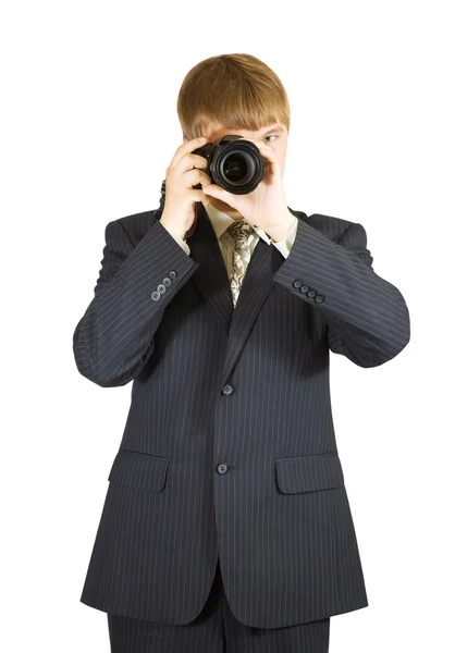 Biznesmen z aparatu — Zdjęcie stockowe