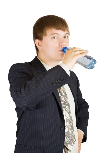 Бизнесмен пьет воду — стоковое фото