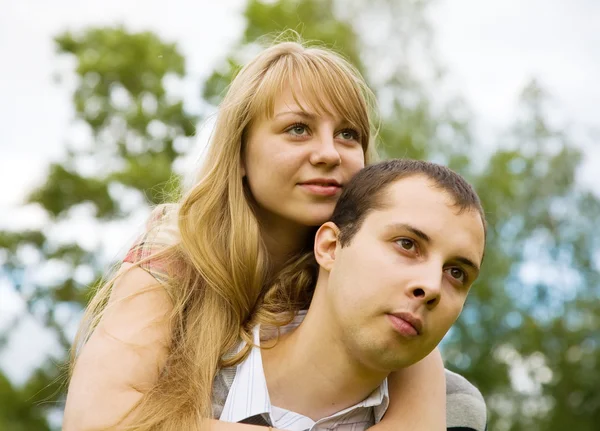 Couple in love outdoors Royalty Free Stock Images