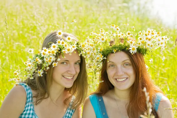 Portrait of girls in wreaths — Stock Photo, Image