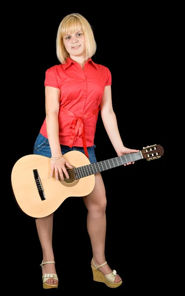 Girl with acoustic guitar — Stock Photo, Image