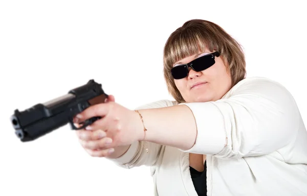 Girl with a pistol — Stock Photo, Image