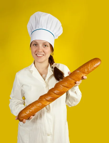 Boulanger avec long bâton français — Photo
