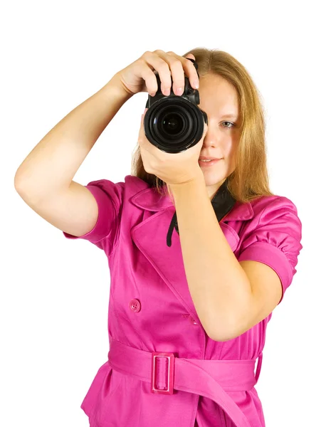 Fotógrafa con cámara —  Fotos de Stock