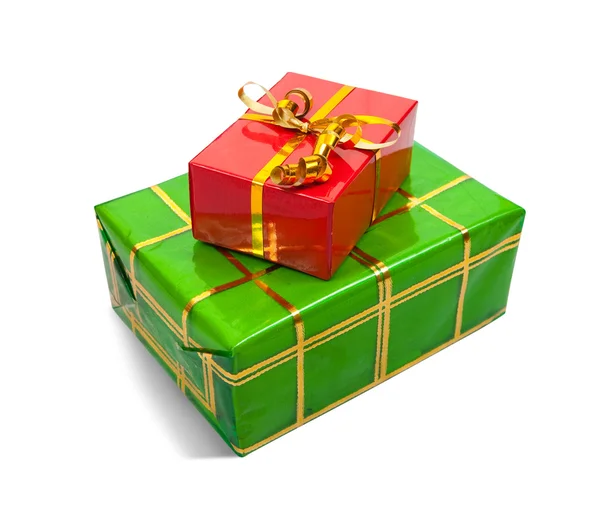 stock image Two colored present boxes