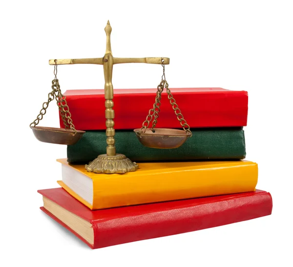 Justice concept, book and scales of justice — Stock Photo, Image