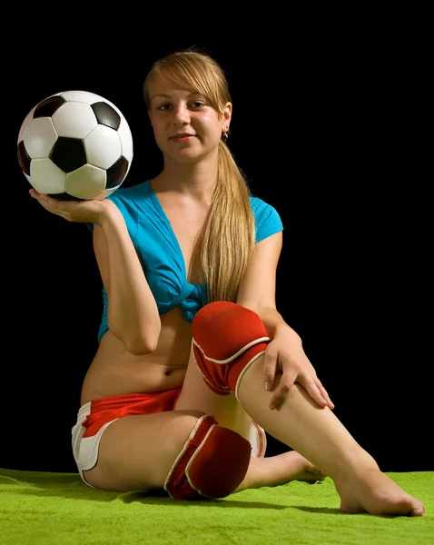 Sexy vrouwelijke voetbal fan — Stockfoto