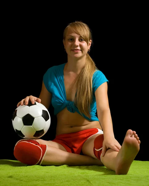 セクシーな女性のサッカーのファン — ストック写真