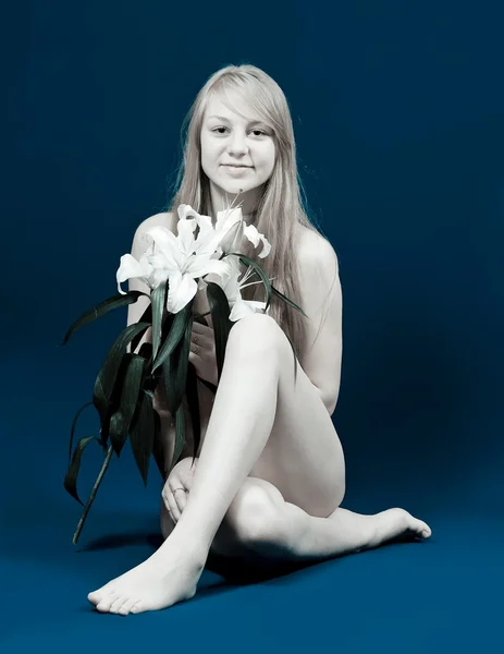 Meztelenség lány lily — Stock Fotó
