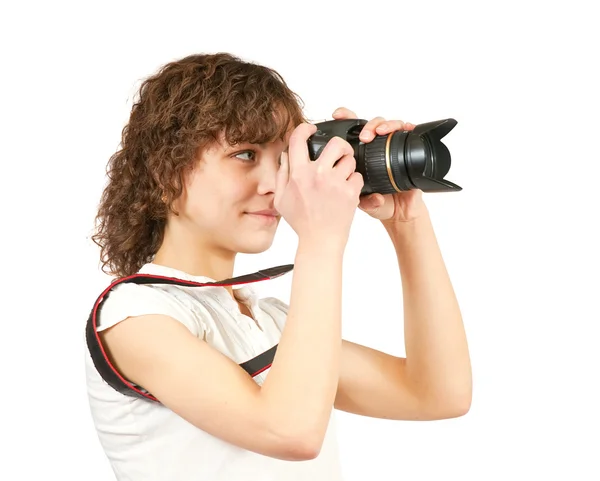 Молодая женщина-фотограф — стоковое фото