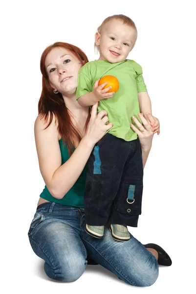 Sitting mother with her son — Stock Photo, Image