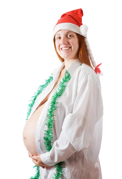 Schwangere in Weihnachtskleidung — Stockfoto