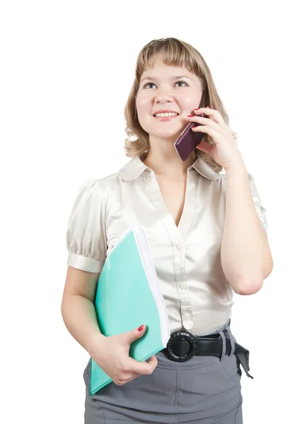 携帯電話で話す女性マネージャー — ストック写真