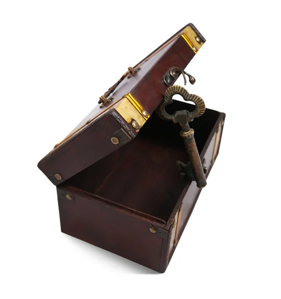 Gold key in treasure chest — Stock Photo, Image