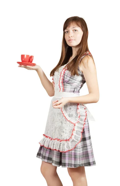 女孩与茶杯子 — 图库照片