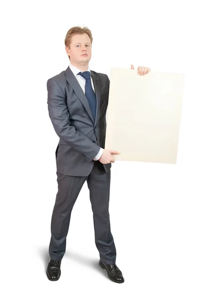 バナーを保持している実業家podnikatel drží transparent — ストック写真