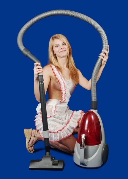 掃除機でセクシーな女性 — ストック写真