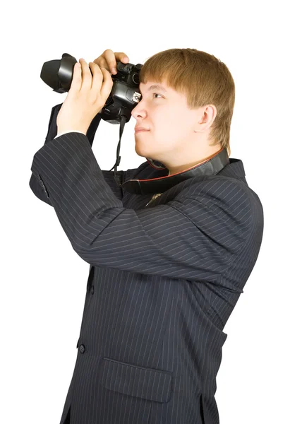 Affärsman med kamera — Stockfoto