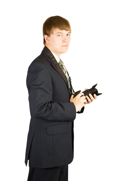 Uomo d'affari con macchina fotografica — Foto Stock