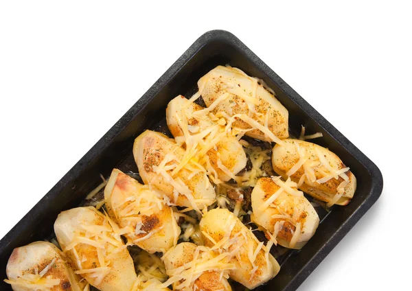 French-fried potatoes on a cook griddle — Stock Photo, Image