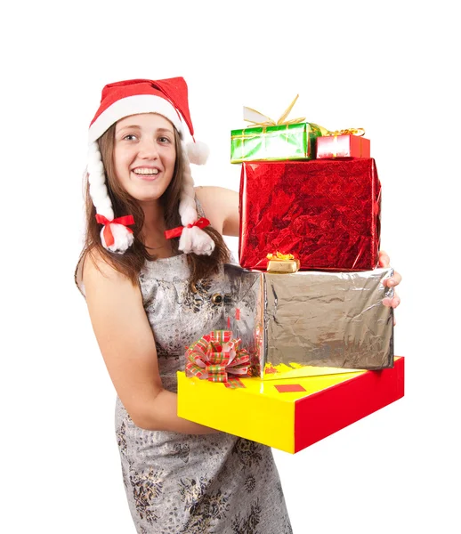 Ragazza con regali di Natale — Foto Stock