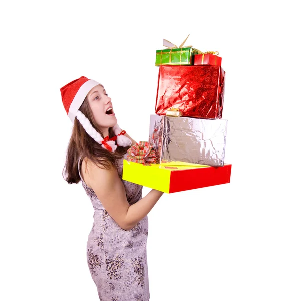 Ragazza con scatole regalo — Foto Stock