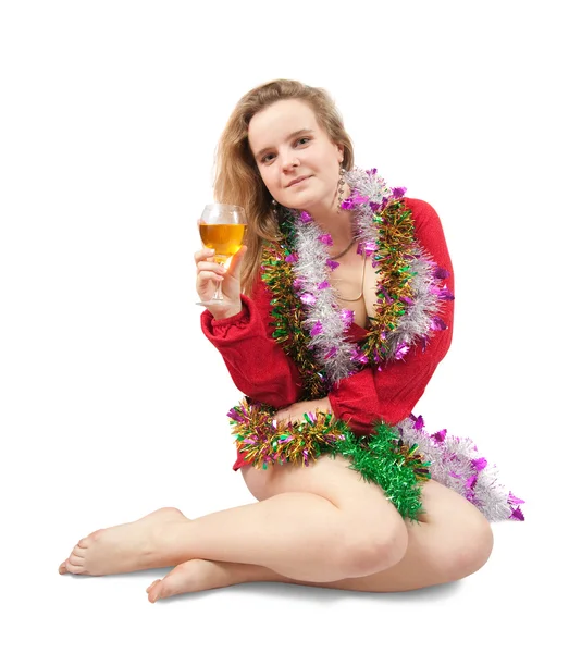 Sexy girl with champagne — Stock Photo, Image